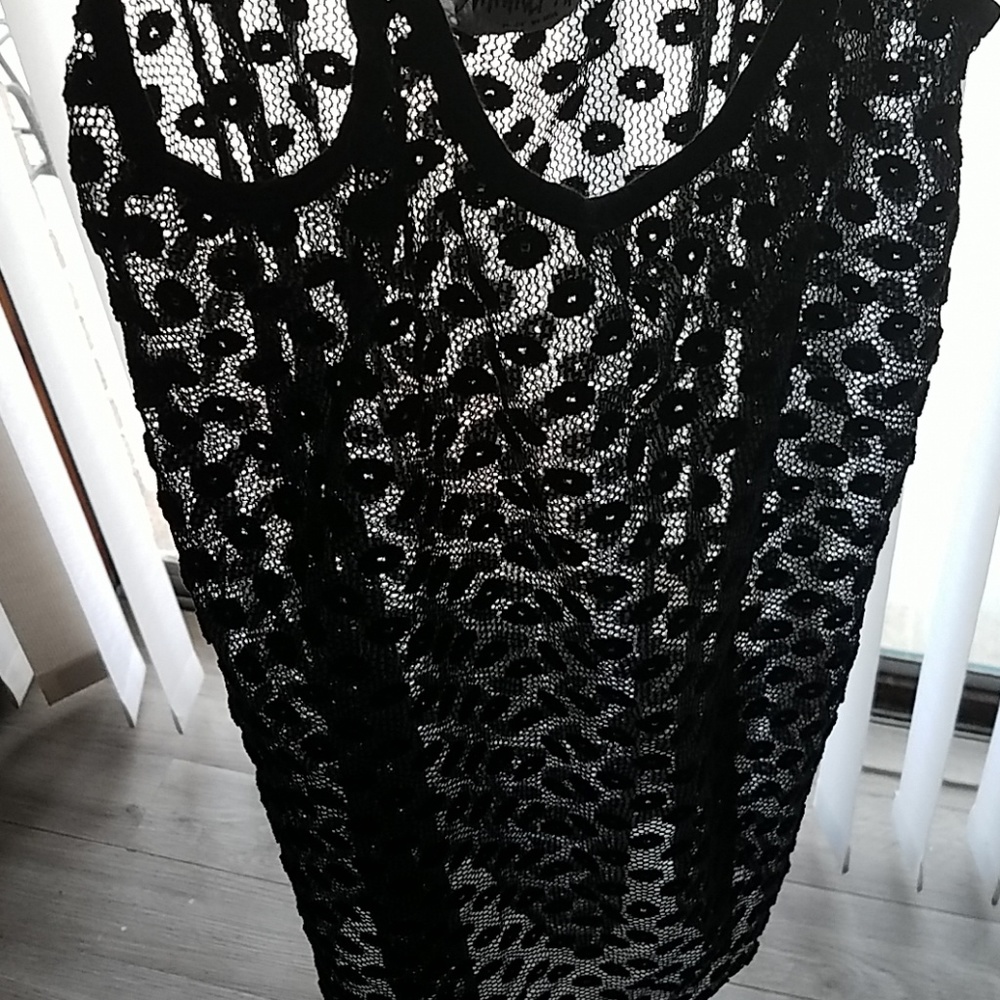 Black mesh dress swimsuit coverup